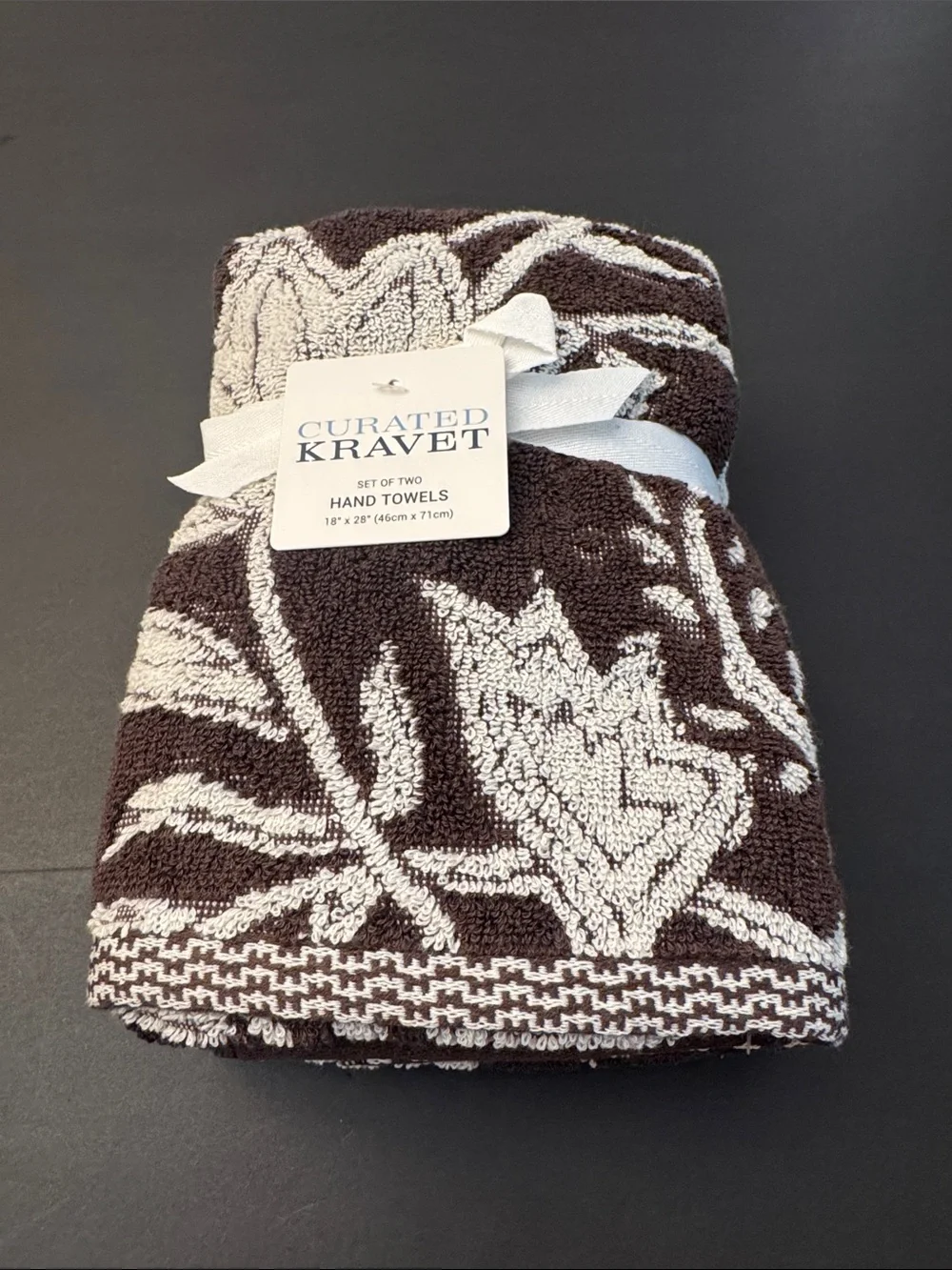 8pc CURATED KRAVET 100% Cotton(EOD) Floral Jacquard Bath Towel Set - Cocoa/Coco